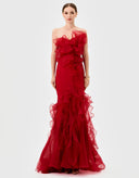Bariano Zita Ruffle Gown - Red