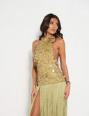Gypsabella Aphrodite Sequin Fringed Dress - Green