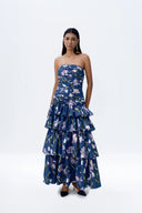 Justin Tong Elara Ruffle Dress - Iris Bluebell