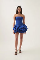 Aje Violette Bubble Hem Mini Dress - Cobalt Blue