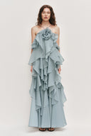 Aje Pandorea Layered Maxi Dress - Duck Egg