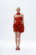 Justin Tong Crimson Bloom Dress - Red