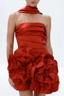 Justin Tong Crimson Bloom Dress - Red