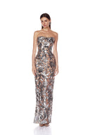 Bronx Banco Dahlia Dark Silver Strapless Maxi Dress