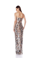 Bronx Banco Dahlia Dark Silver Strapless Maxi Dress