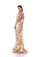 Bronx Banco Jasmine Gold Off Shoulder Gown