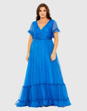 Mac Duggal Chiffon Flutter - Ocean Blue
