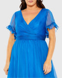 Mac Duggal Chiffon Flutter - Ocean Blue