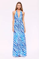 SUBOO Aleks Zebra Halter Maxi Dress