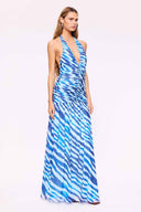 SUBOO Aleks Zebra Halter Maxi Dress