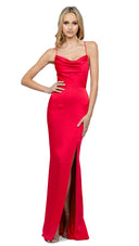 Bariano Stephanie Cowl Satin Gown - Red