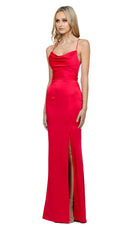 Bariano Stephanie Cowl Satin Gown - Red