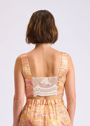 Miimi & Jiinda Jaanymili Silk Lace Crop Top (Part Of A Set) - Sunset