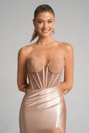 Portia and Scarlett Jewelled Corset Gown - Champagne