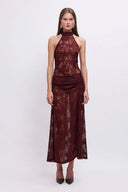 SUBOO Gordana Sheer Lace Halter-Neck Maxi - Boreaux