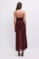 SUBOO Gordana Sheer Lace Halter-Neck Maxi - Boreaux