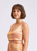 Miimi & Jiinda Jaanymili Silk Lace Crop Top (Part Of A Set) - Sunset