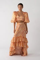 Miimi & Jiinda Jaanymili Silk Frill Skirt (Part Of A Set) - Sunset